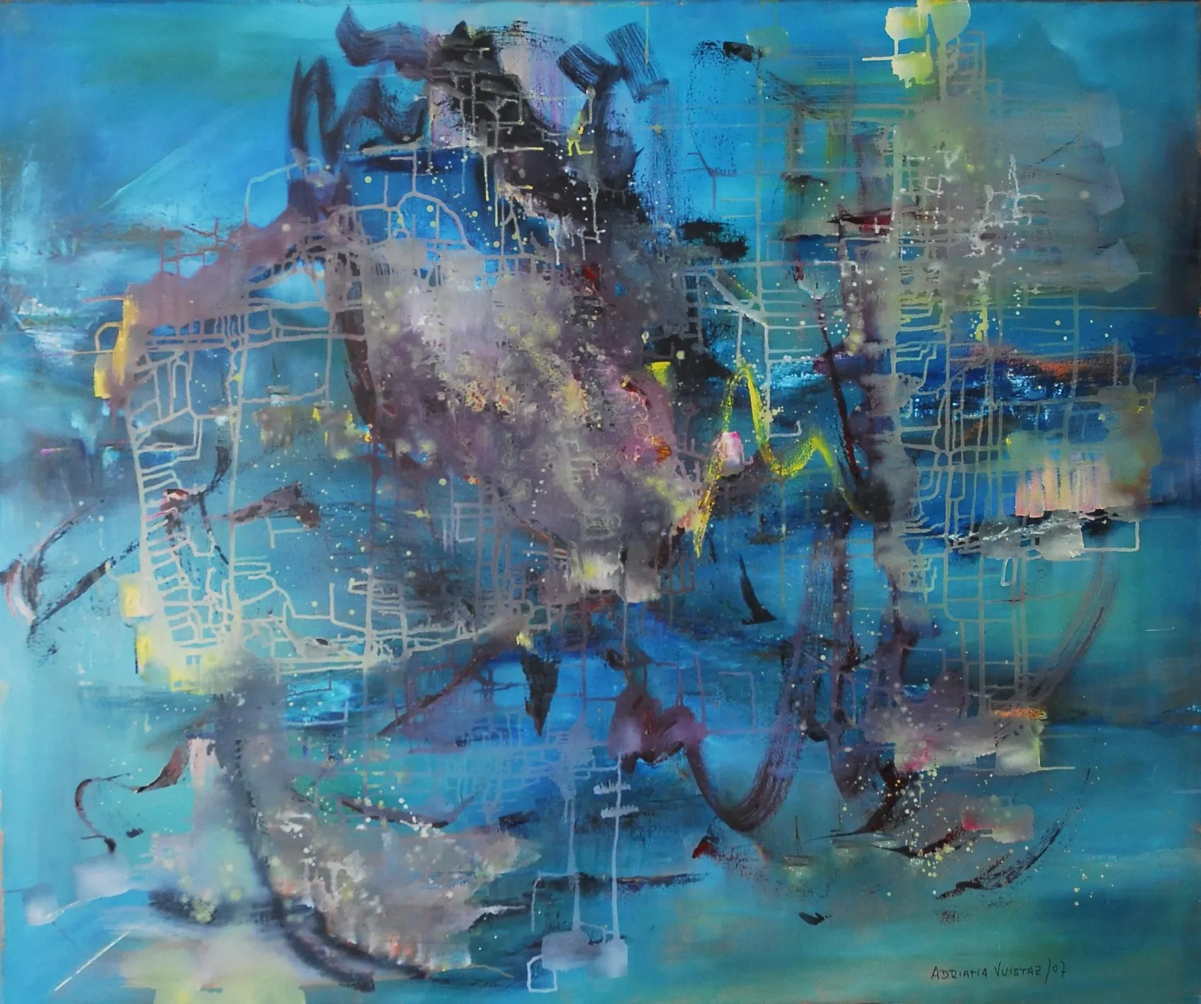 «Laberinto», Óleo sobre tela, 100 × 120 cm. Obra de Adriana Vuistaz.
